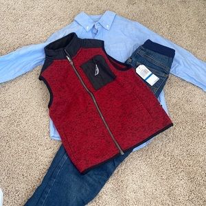 Size 7 boys outfit- button down, vest & jeans NWT